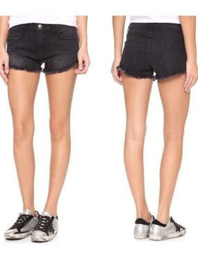 Current/Elliott The Gam Black Frayed Hem Denim Shorts Size 26